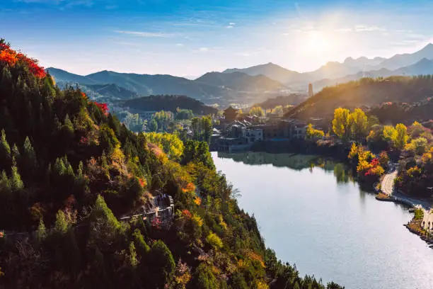 scenic view of autumn landscape in huangshan,anhui province,china.