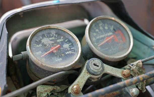 istock Close up of old motorcycle speed meter 1157898968