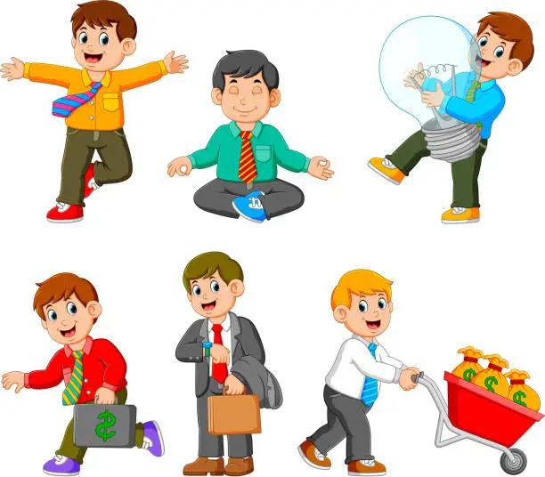 Vector illustration of the collection of businessman doing with their job