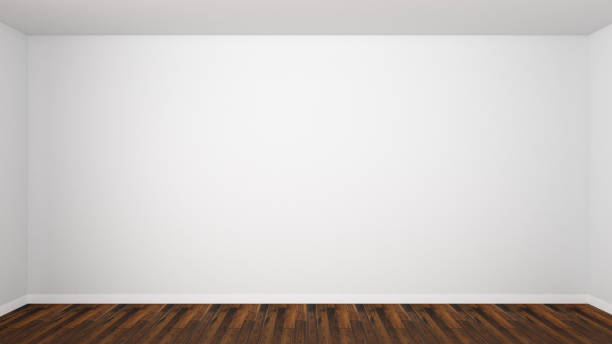 istock Empty Room wall paint concrete wood floor 3d render texture background template 1157904152