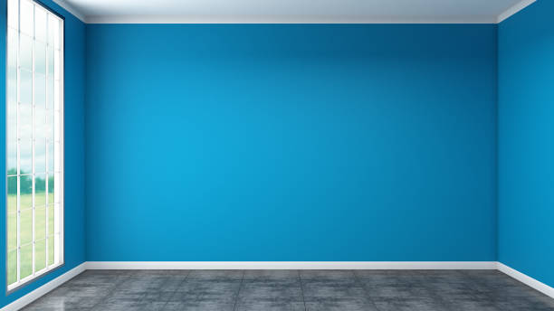 istock Empty Room wall paint concrete wood floor 3d render texture background template 1157904156