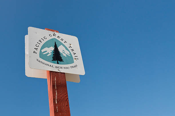 Pacific Crest Trail Sign Pacific Crest Trail Sign in California, USA pacific crest trail stock pictures, royalty-free photos & images
