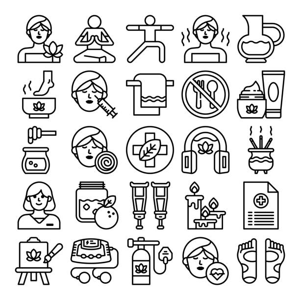 терапия иконки пакет - physical therapy symbol massaging computer icon stock illustrations