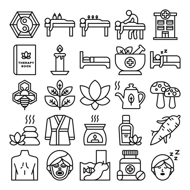 терапия иконки пакет - physical therapy symbol massaging computer icon stock illustrations