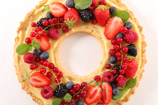 istock delicious berry fruit tart with cream 1157910684