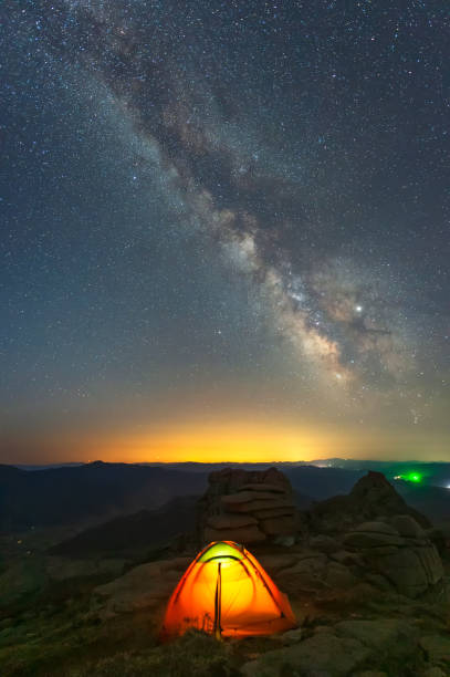 istock Camp tents under the Milky Way Star 1157913528