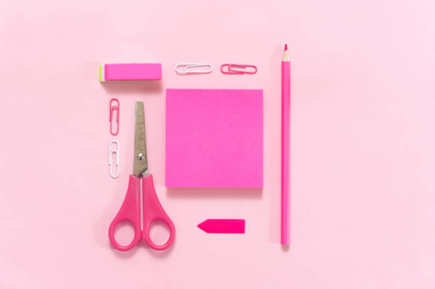 istock Pink and purple stationery set 1157914278