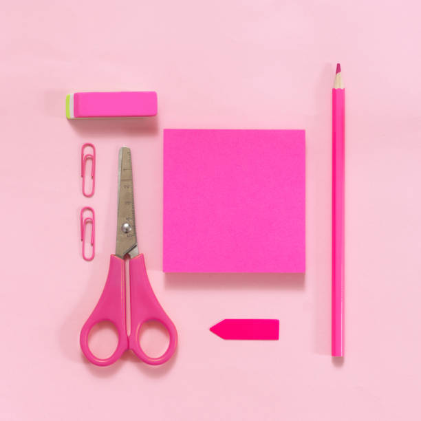 istock Pink and purple stationery set 1157914279
