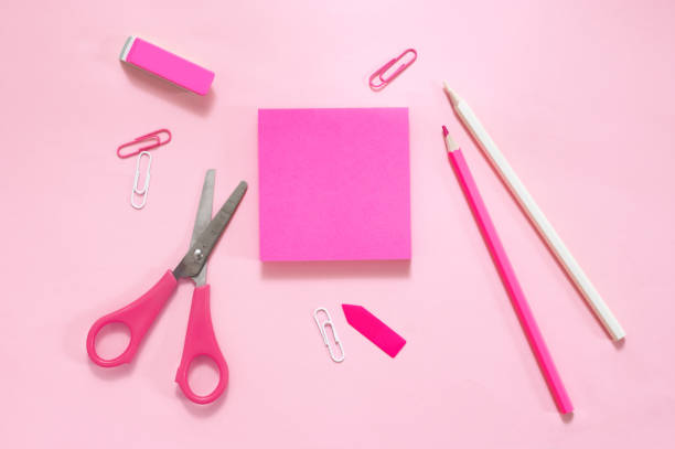 istock Pink and purple stationery set 1157914280