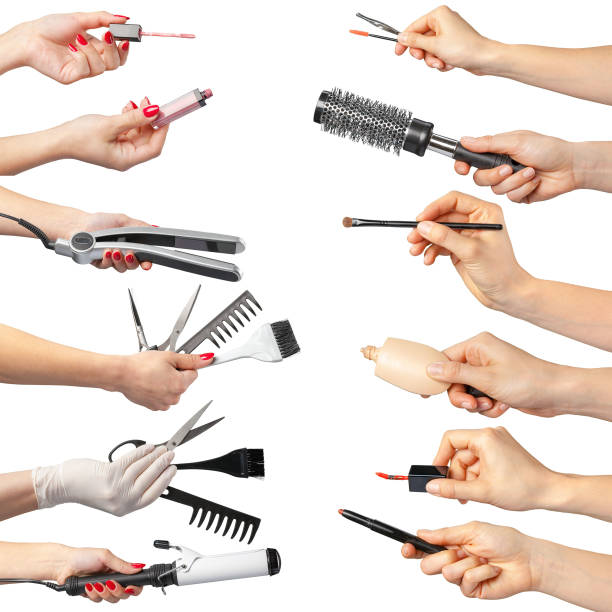 istock collection of hands holding tools for makeup isolated on white 1157915966