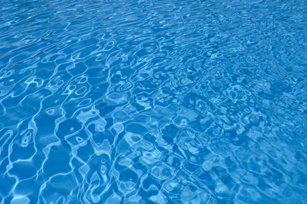 Rippled surface of blue water in swimming pool background
