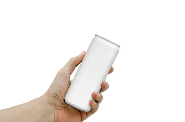 istock Men's hands holding cans of white drinks without any logos 1157918392