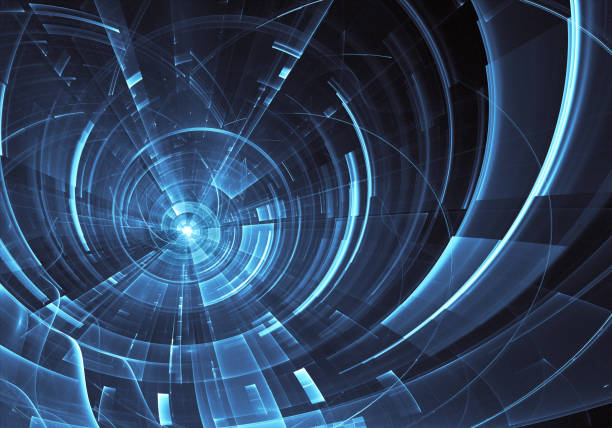 istock Abstract 3D fractal background, 3D illustration. Virtual Neon City 1157918533