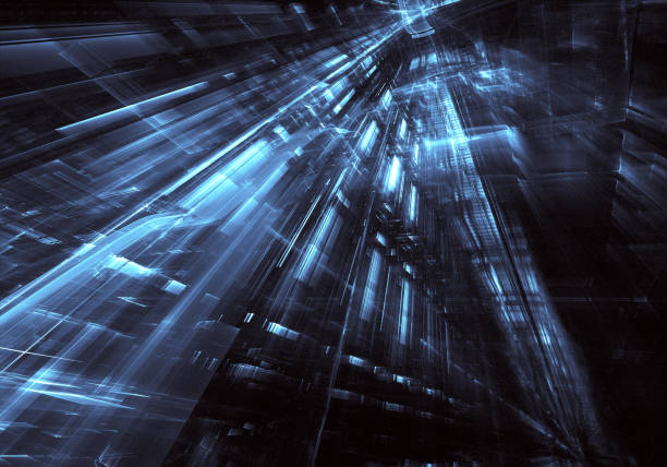 istock Abstract 3D fractal background, 3D illustration. Virtual Neon City 1157918545