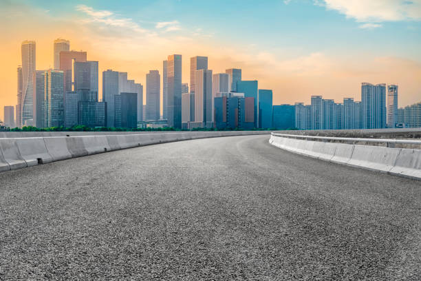 istock Road Pavement and Hangzhou Architectural Landscape Skyline 1157918913