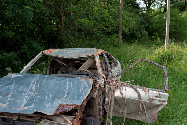 istock the body of a crashed car drowned in mud 1157918930