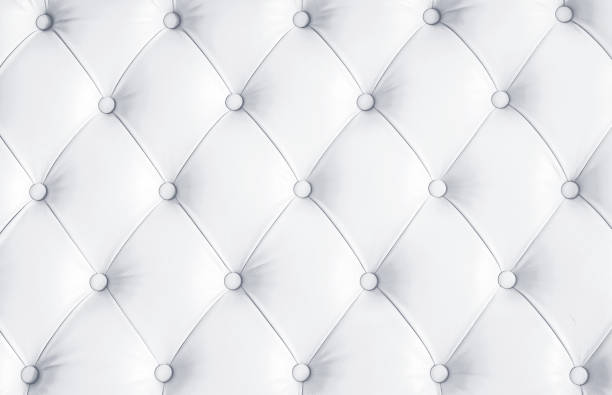 White quilted leather pattern texture Close up leather padded upholstered fabric texture upholstered furniture stock pictures, royalty-free photos & images