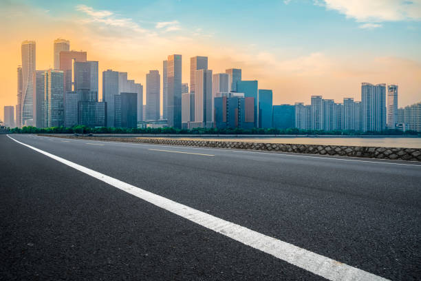 istock Road Pavement and Hangzhou Architectural Landscape Skyline 1157919934