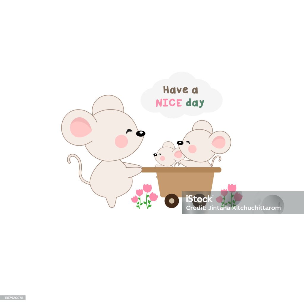 Vetores de Tenha Um Bom Dia Rato E Seu Bebê Com Ilustração Dos Desenhos  Animados Da Flor e mais imagens de Amor - iStock