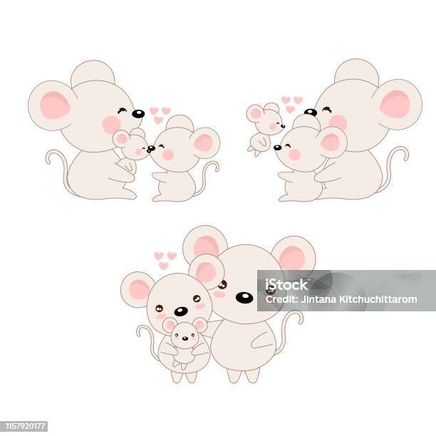 Cute Cartoon Family Mouse And Baby Stock Illustration - Download Image Now - Animal, Animal Body Part, Animal Head