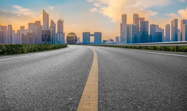 istock Road Pavement and Hangzhou Architectural Landscape Skyline 1157920481