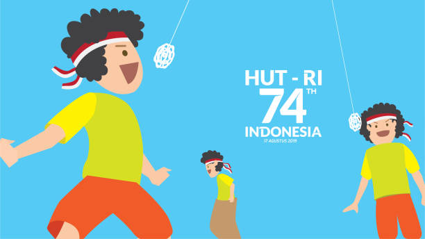 ilustraciones, imágenes clip art, dibujos animados e iconos de stock de día de la independencia de indonesia - eating child cracker asia