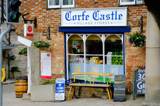 Canterbury, UK - February 13, 2017: A slanted door to a bookshop in the historic city of Canterbury in the UK, on 13th February 2017.