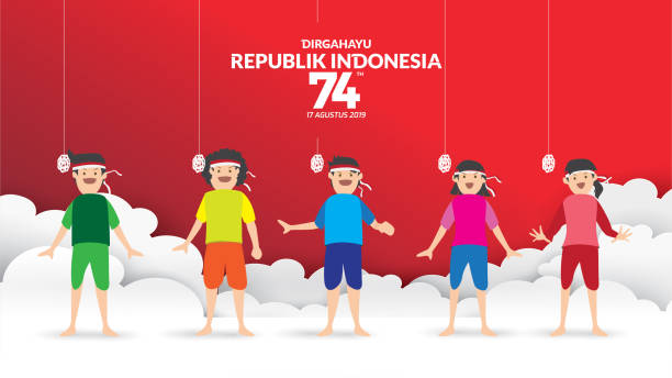 ilustraciones, imágenes clip art, dibujos animados e iconos de stock de día de la independencia de indonesia - eating child cracker asia