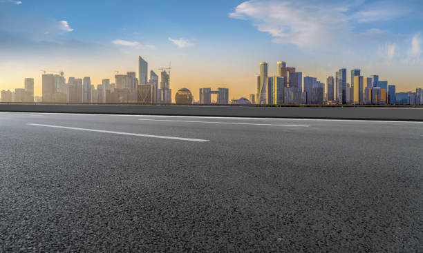 istock Road Pavement and Hangzhou Architectural Landscape Skyline 1157924004