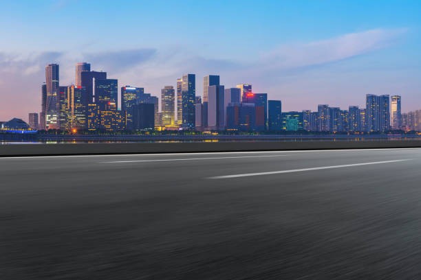istock Road Pavement and Hangzhou Architectural Landscape Skyline 1157924070