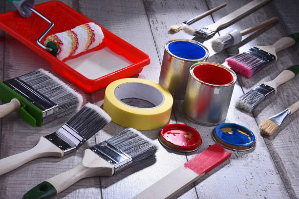 istock Paintbrushes of different size and paint can 1157924602
