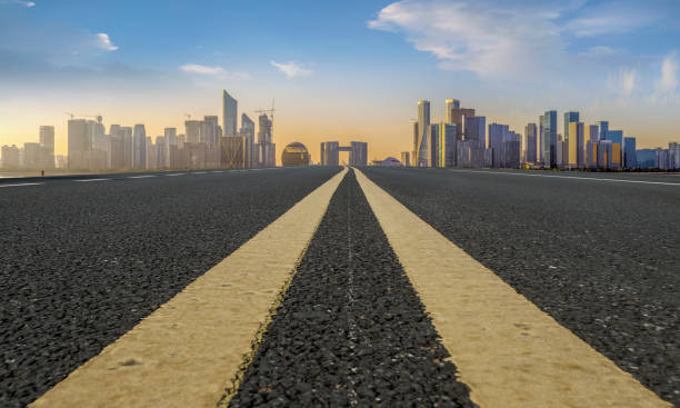 istock Road Pavement and Hangzhou Architectural Landscape Skyline 1157925369