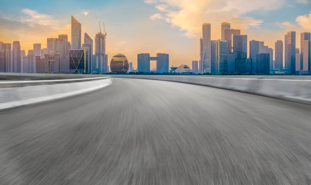 istock Road Pavement and Hangzhou Architectural Landscape Skyline 1157925513