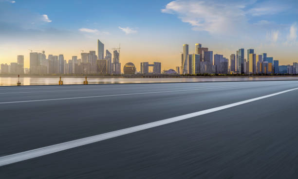 istock Road Pavement and Hangzhou Architectural Landscape Skyline 1157925875