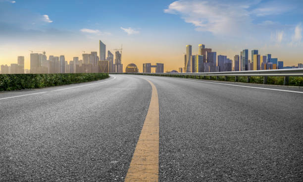 istock Road Pavement and Hangzhou Architectural Landscape Skyline 1157926072