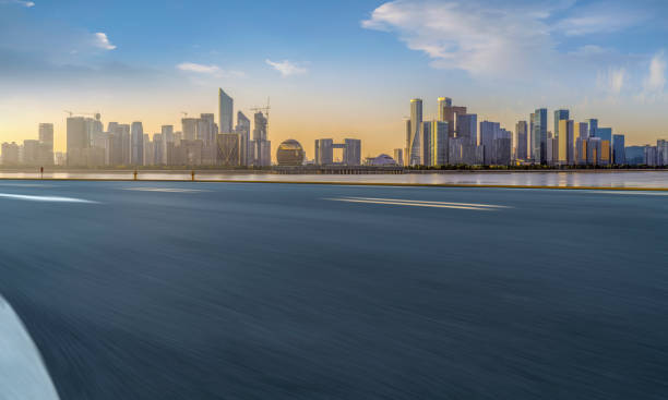 istock Road Pavement and Hangzhou Architectural Landscape Skyline 1157926090