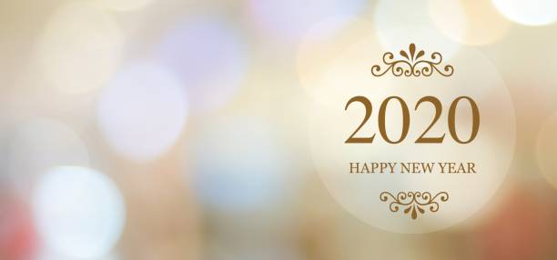 istock Happy New Year 2020 on blur abstract bokeh background with copy space for text, new year greeting card, banner 1157926105
