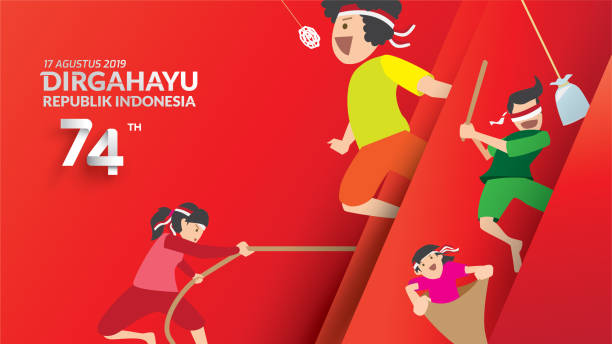 ilustraciones, imágenes clip art, dibujos animados e iconos de stock de día de la independencia de indonesia - eating child cracker asia