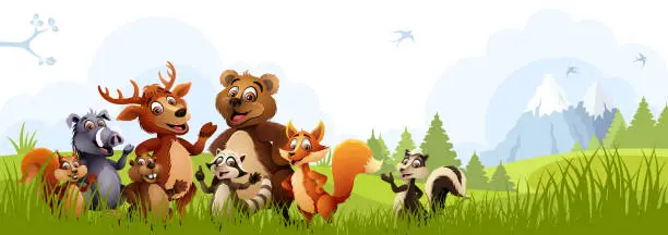 Vector illustration of Cartoon Forest Animals