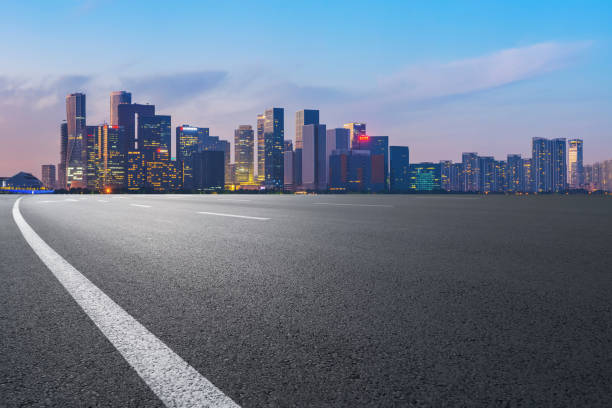 istock Road Pavement and Hangzhou Architectural Landscape Skyline 1157926717