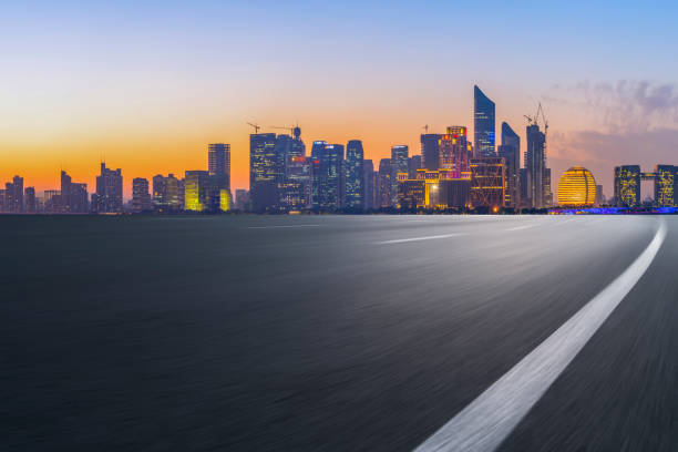 istock Road Pavement and Hangzhou Architectural Landscape Skyline 1157928763