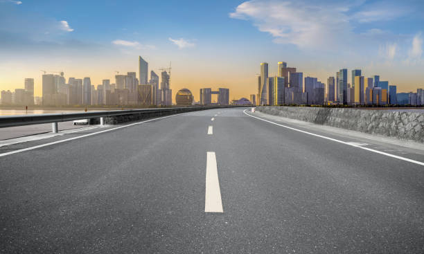 istock Road Pavement and Hangzhou Architectural Landscape Skyline 1157928937