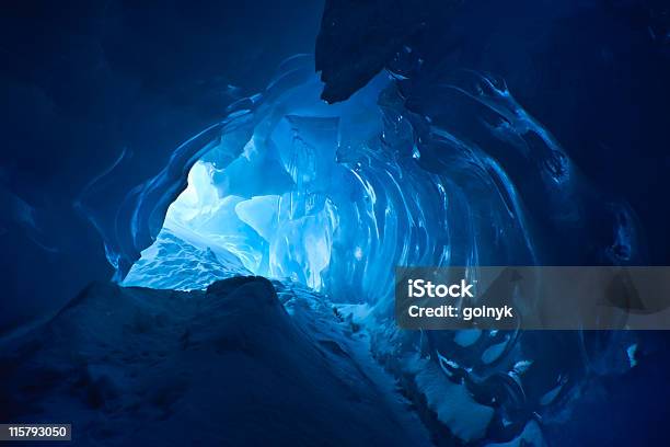 Beautiful Blue Ice Cave With Entrance Visible Stock Photo - Download Image Now - Glacier, Cave, Ice