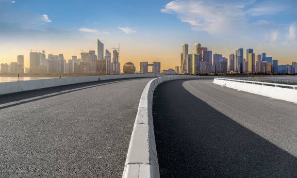 istock Road Pavement and Hangzhou Architectural Landscape Skyline 1157931870