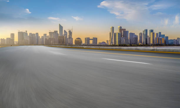 istock Road Pavement and Hangzhou Architectural Landscape Skyline 1157933534