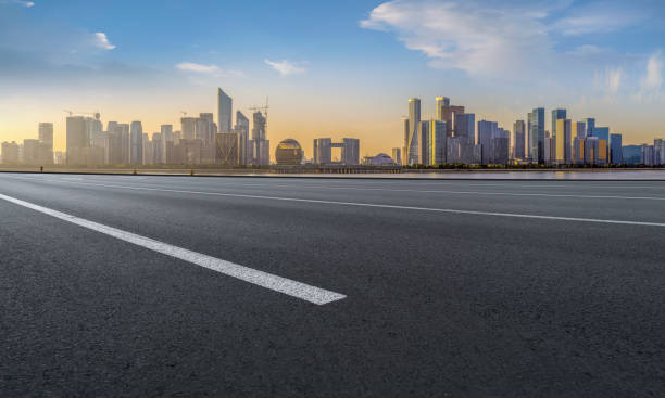 istock Road Pavement and Hangzhou Architectural Landscape Skyline 1157933547
