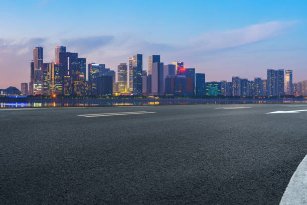 istock Road Pavement and Hangzhou Architectural Landscape Skyline 1157933719