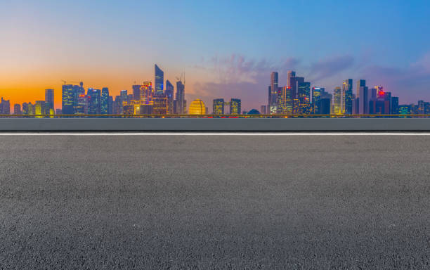 istock Road Pavement and Hangzhou Architectural Landscape Skyline 1157933791