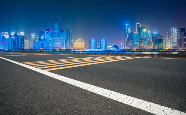 istock Road Pavement and Hangzhou Architectural Landscape Skyline 1157935040