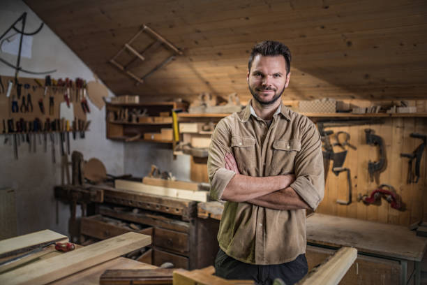 istock Portrait of carpenter in workshop 1157935243